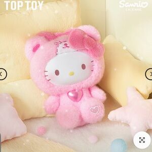 Top Toy- HELLO KITTY Teddy Pajamas Plush Keychain- NIB- Confirmed: Peach Pajamas